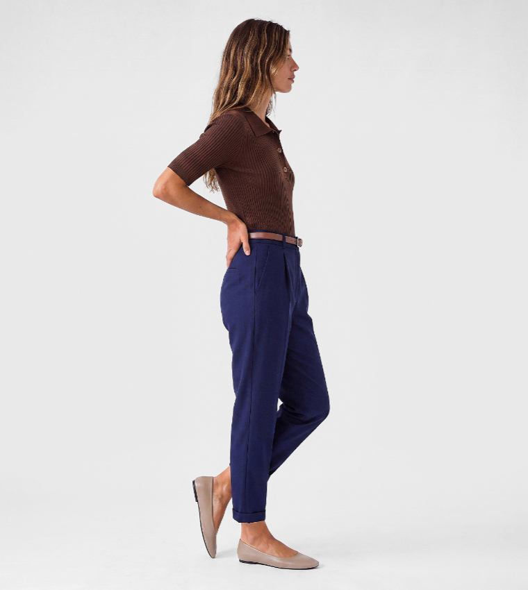 Solid Relaxed Fit Trousers