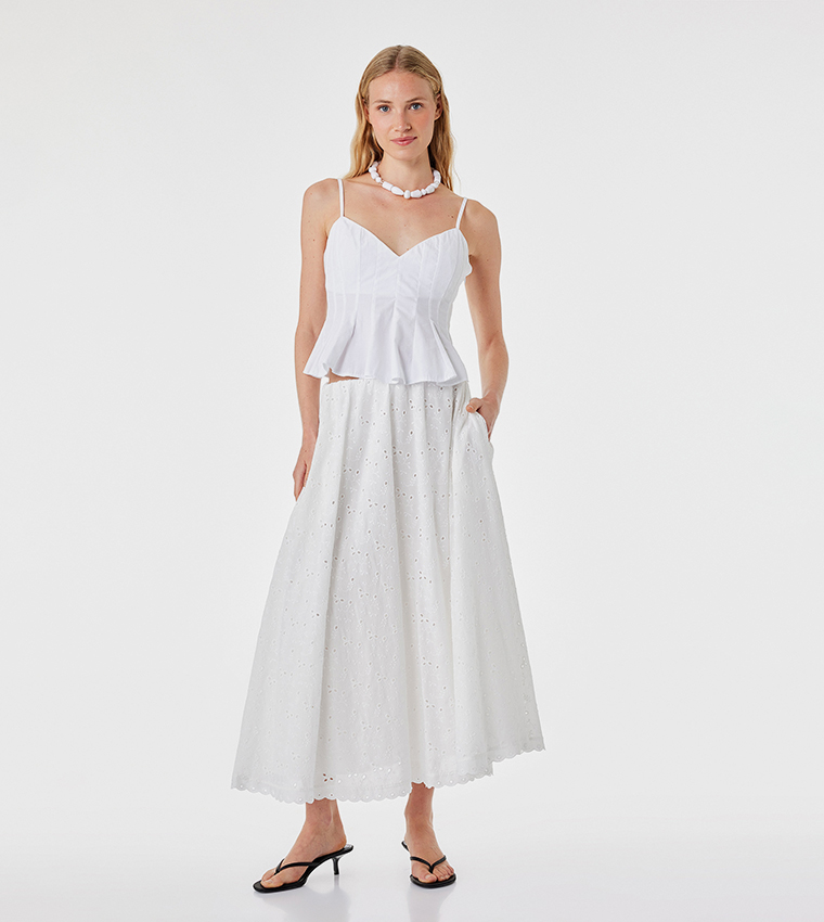 Openwork Flared Maxi Skirt