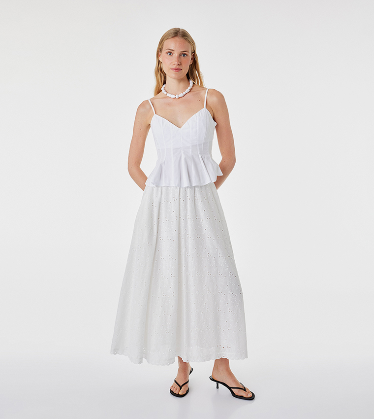 Openwork Flared Maxi Skirt