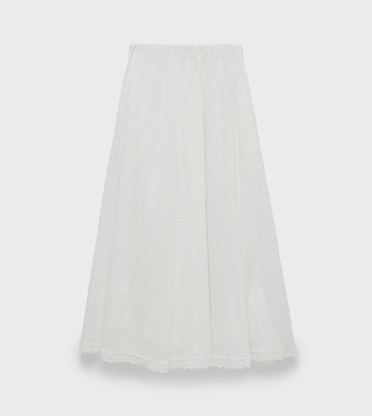 Openwork Flared Maxi Skirt