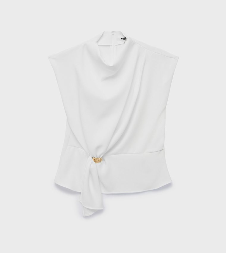 Solid High Neck Peplum Top