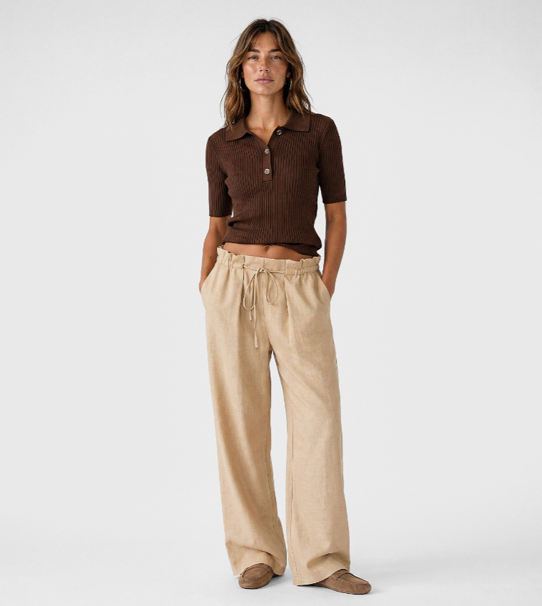Solid Relaxed Fit Trousers
