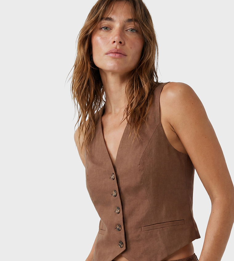 Solid V-Neck Waistcoat