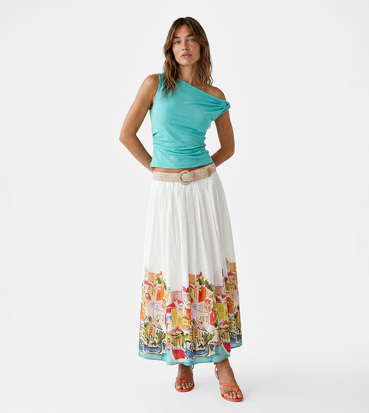 Solid One Shoulder Sleeveless Top