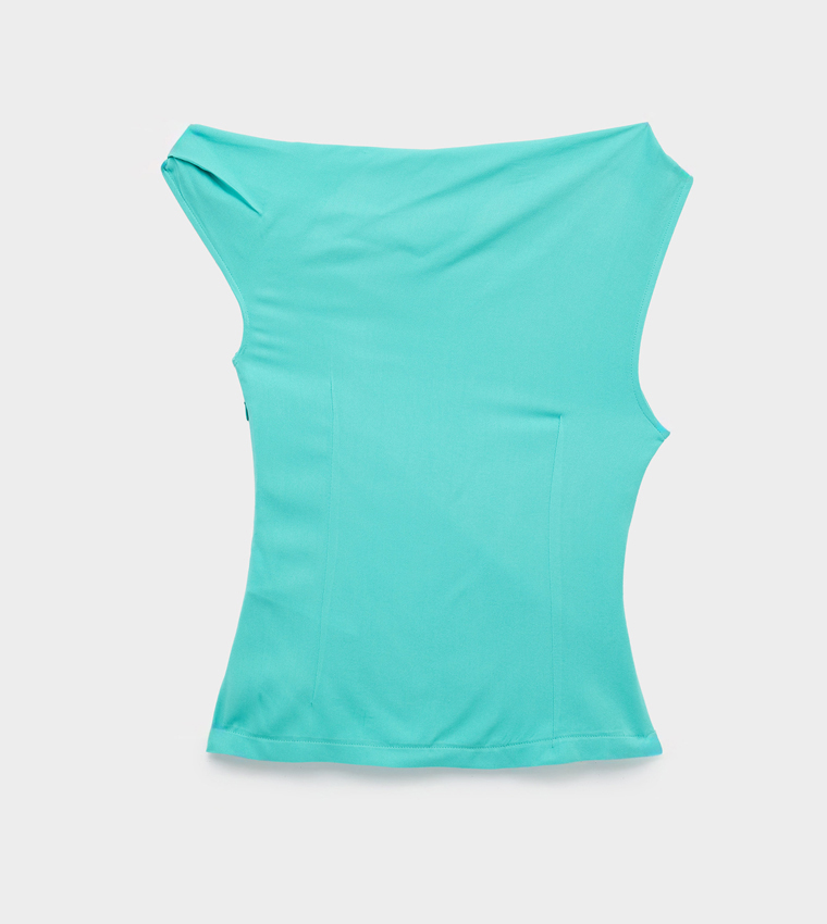 Solid One Shoulder Sleeveless Top