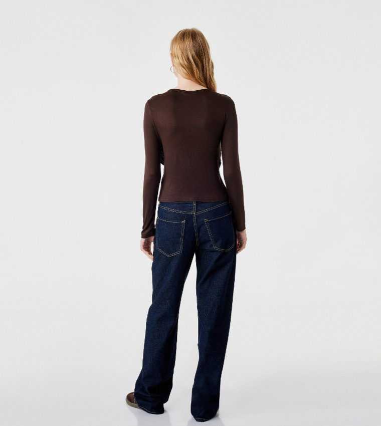 كوتون  تيشيرتات كم طويل  - بني  Long Sleeve T-Shirts