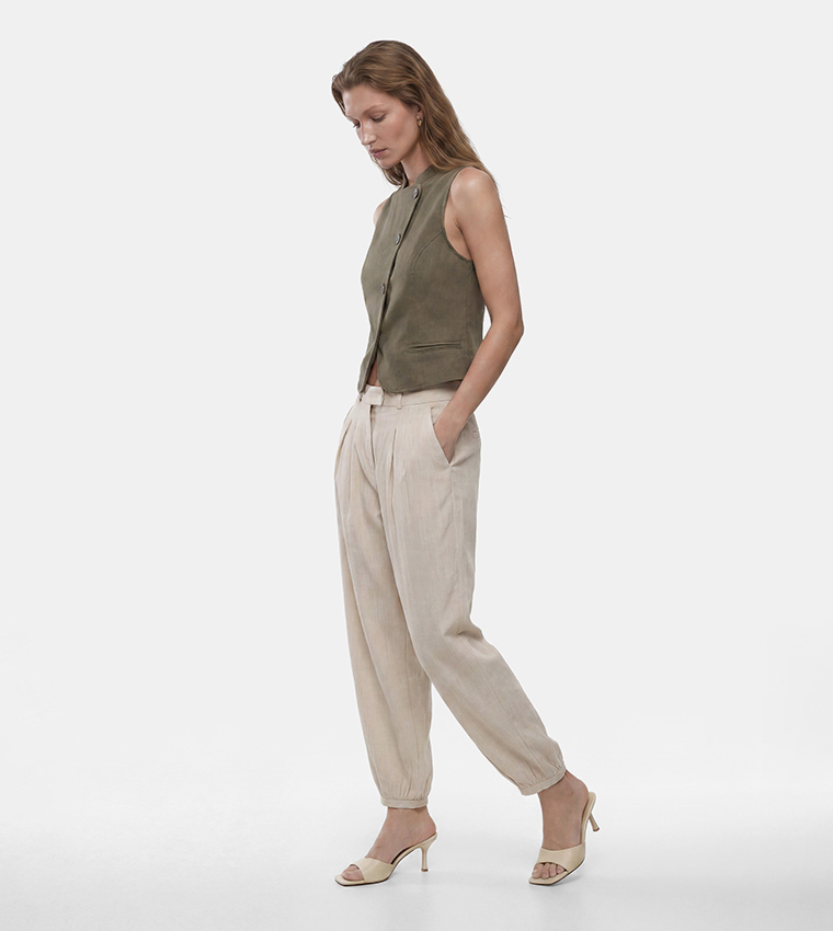 Solid Button Closure Waistcoat