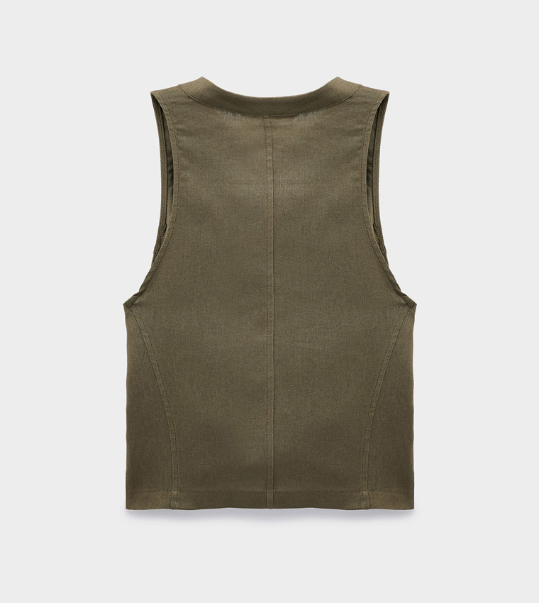 Solid Button Closure Waistcoat