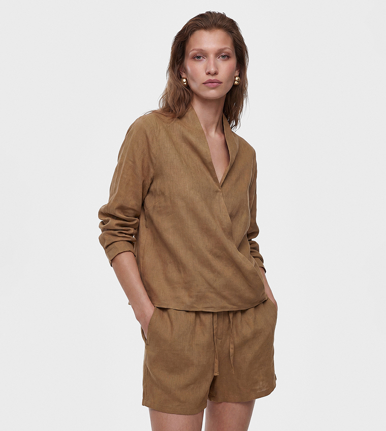 كوتون  توبات كاجوال  - كاكي Casual Tops