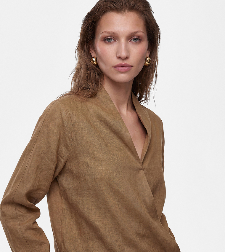 كوتون  توبات كاجوال  - كاكي Casual Tops