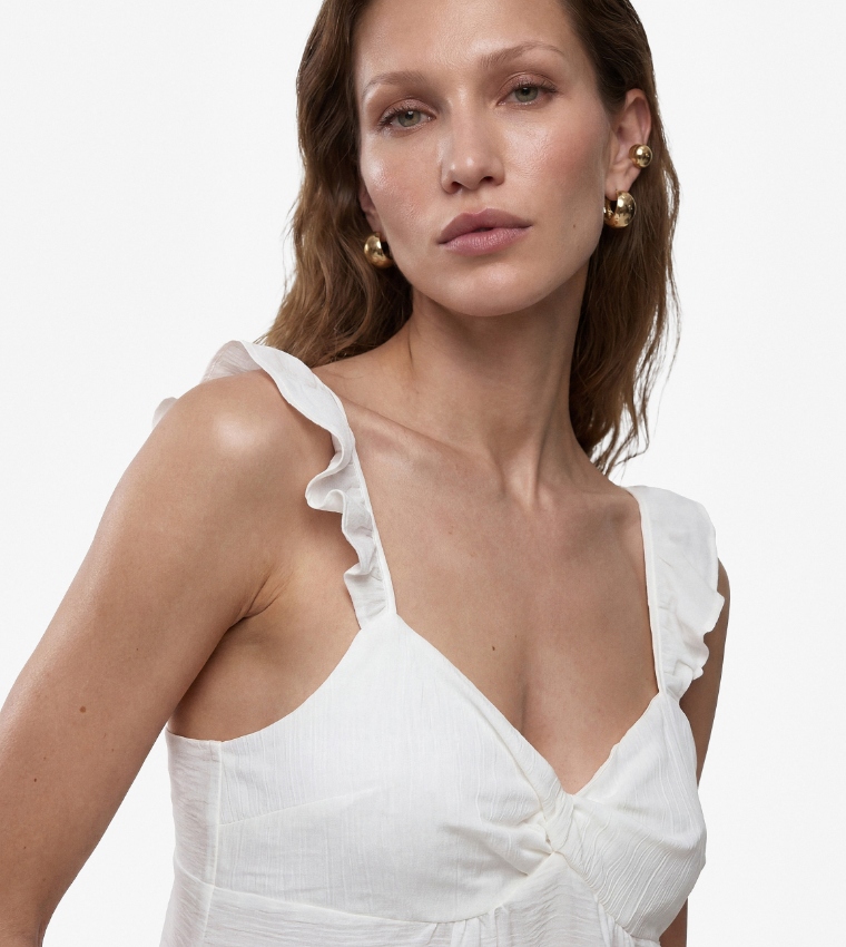 Solid Ruffle Strappy Top