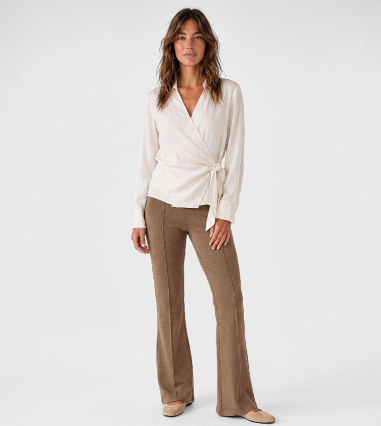 Solid Regular Fit Flared Trousers