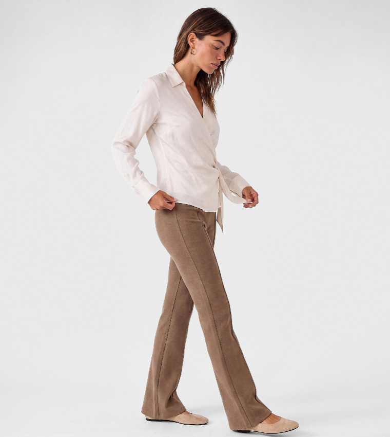 Solid Regular Fit Flared Trousers