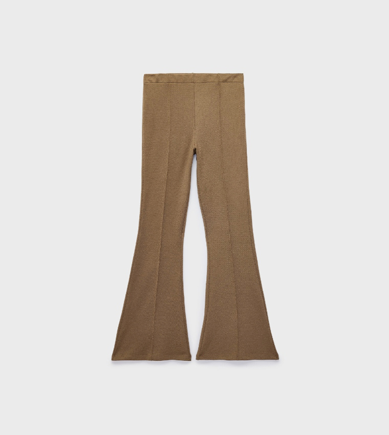 Solid Regular Fit Flared Trousers