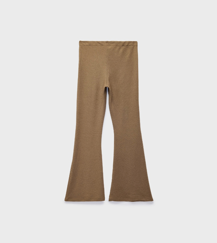 Solid Regular Fit Flared Trousers