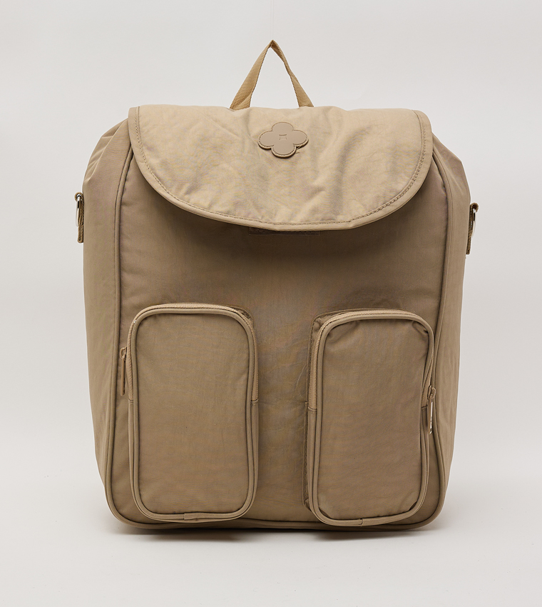 Solid Flap Multi Pocket Backpack
