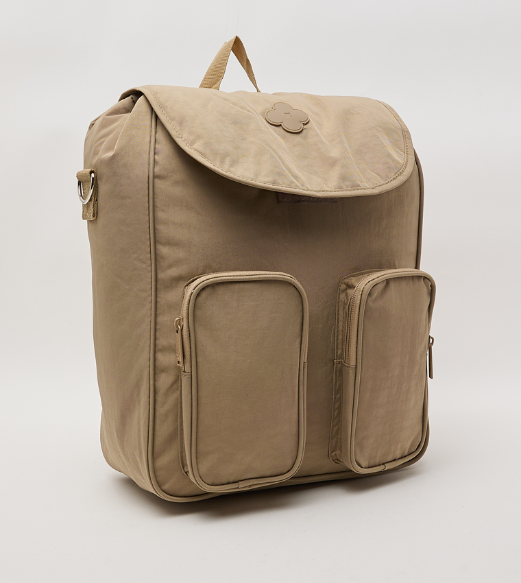 Solid Flap Multi Pocket Backpack