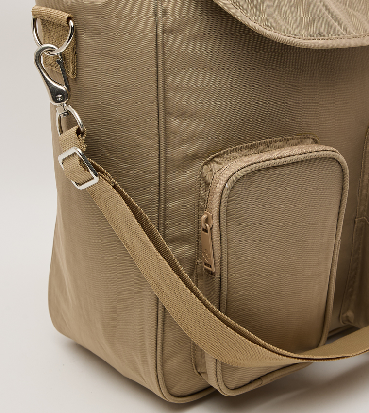 Solid Flap Multi Pocket Backpack