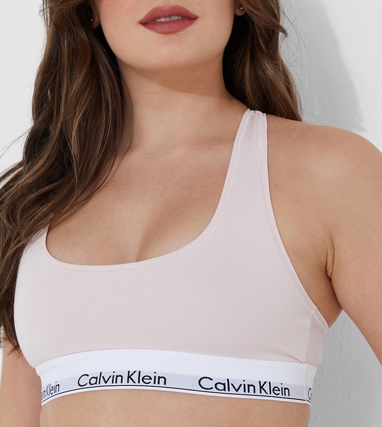 Logo Printed Square Neck Cotton Bralette
