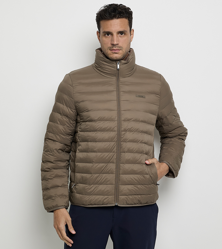 Solid Zip Puffer Jacket