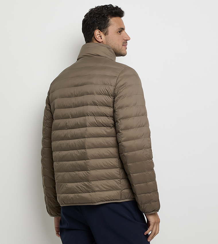 Solid Zip Puffer Jacket