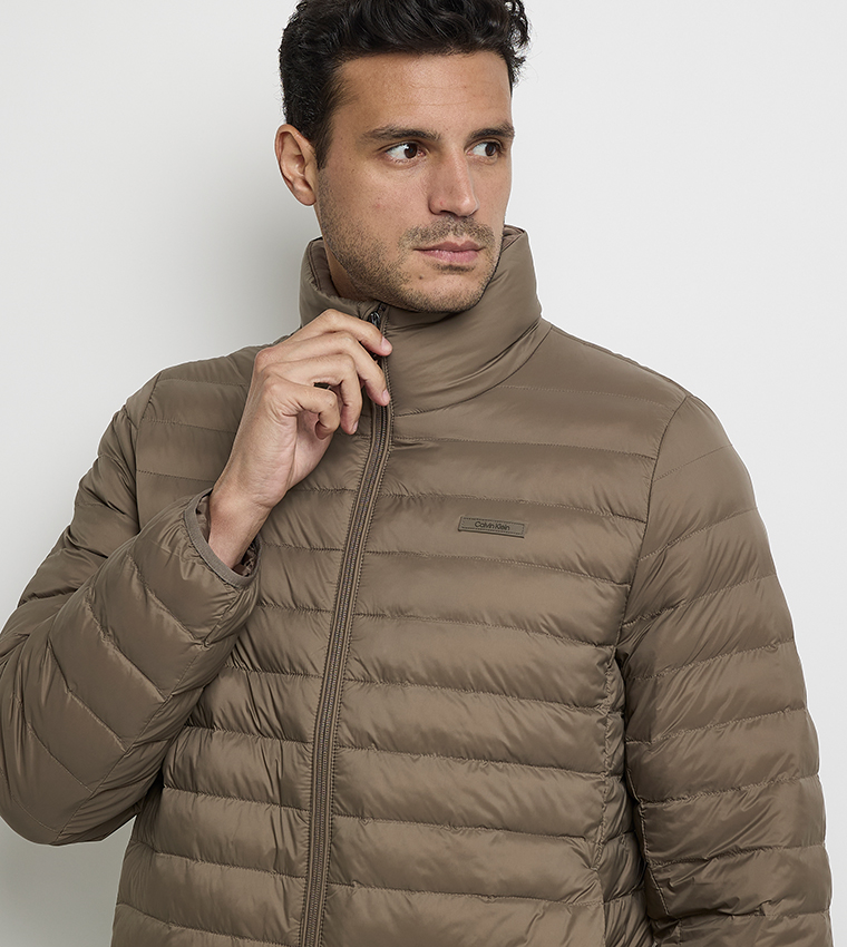 Solid Zip Puffer Jacket
