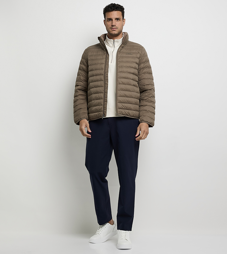 Solid Zip Puffer Jacket