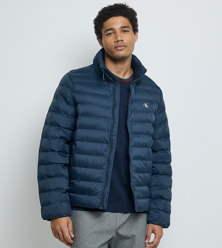 Solid Zip Puffer Jacket