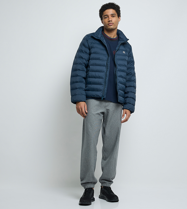Solid Zip Puffer Jacket