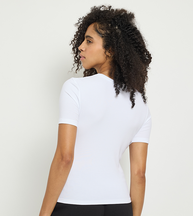 Ribbed Crew Neck Modal T-Shirt