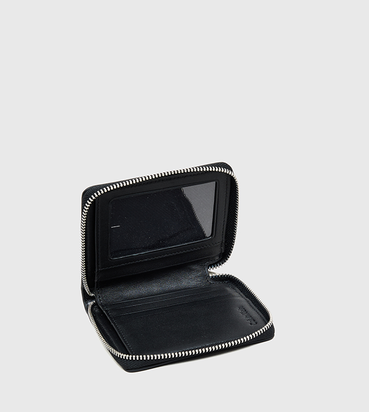 محفظة بشعار وسحاب دائري 