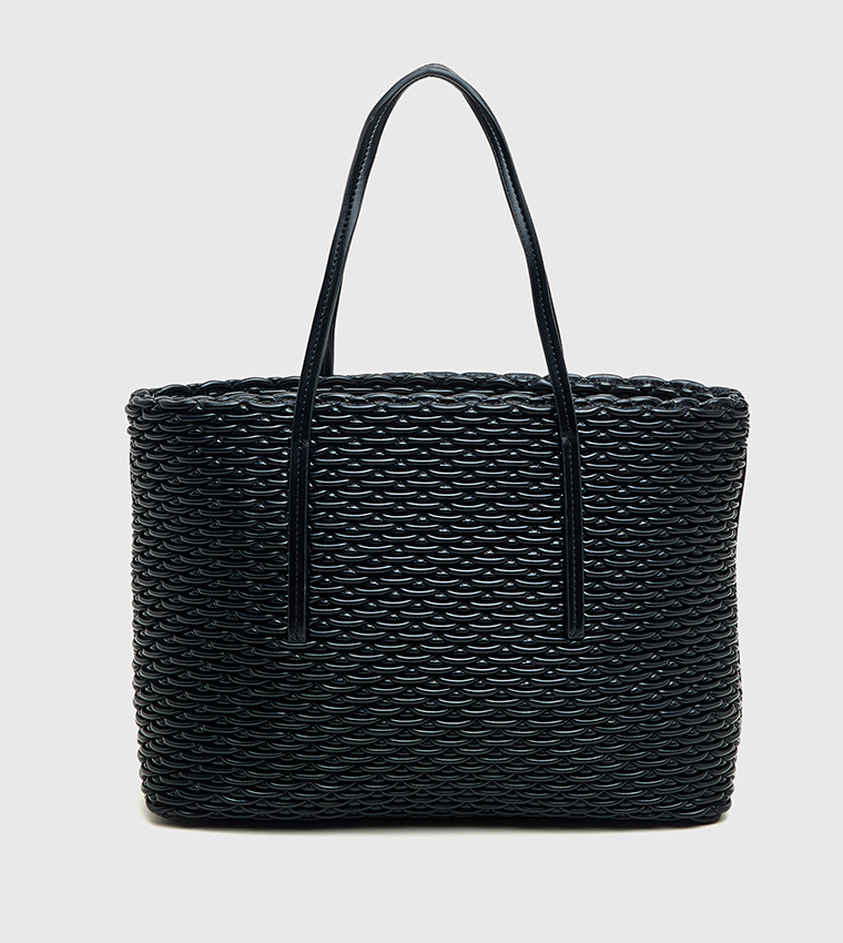 Textured Zippered Tote Bag