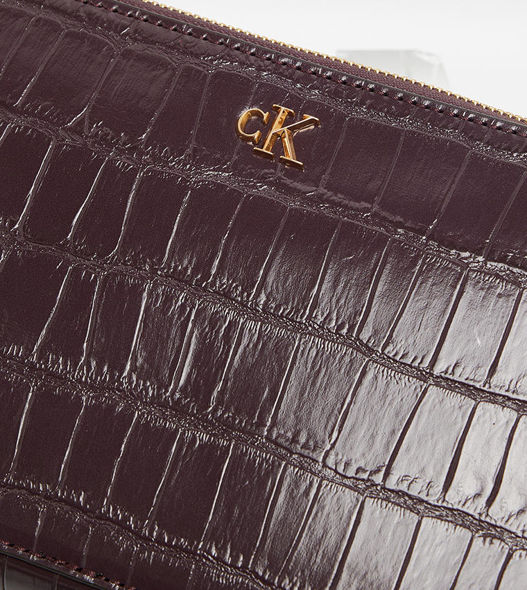 Croc Textured Zippered Crossbody Bag