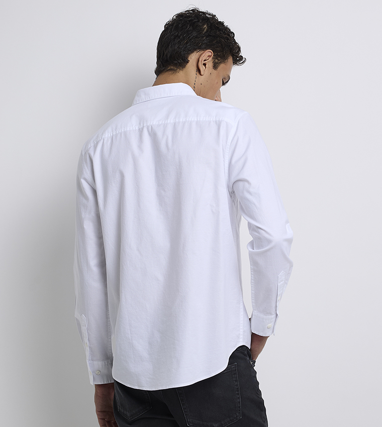 Solid Long Sleeves Oxford Shirt