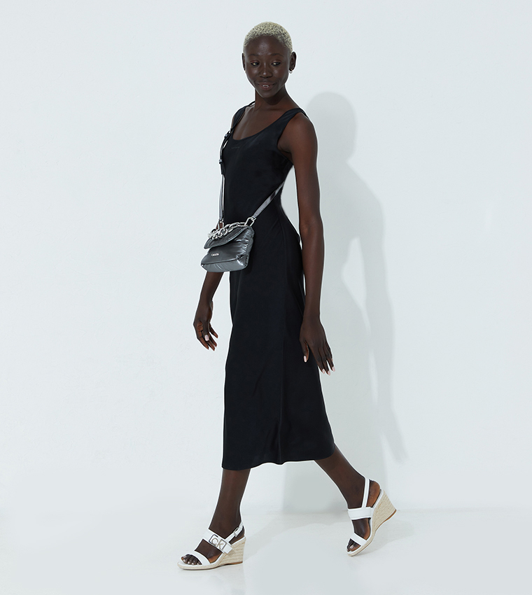 Buy Calvin Klein Casual Satin Midi Dress In Black | 6thstreet Qatar