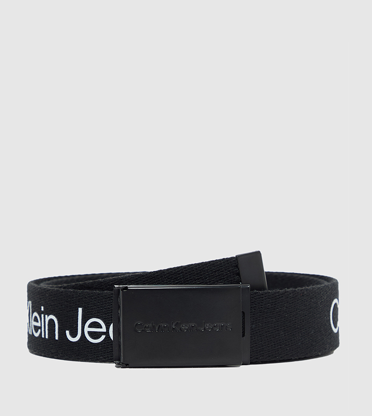 Logo Printed Metallic Canvas Belt