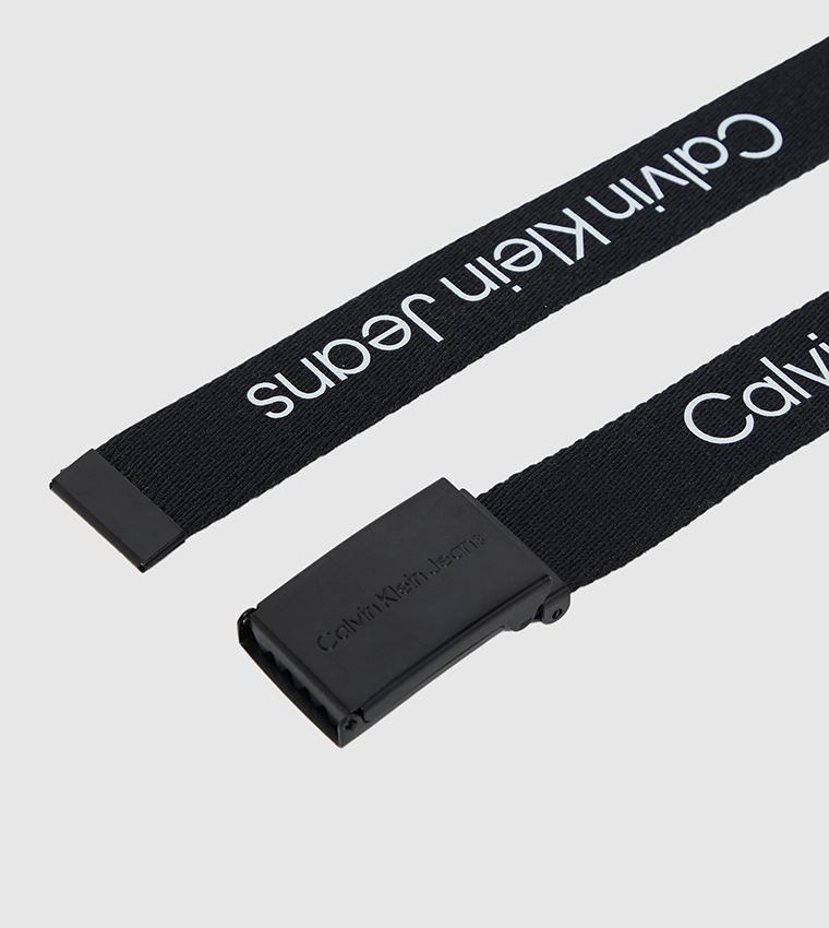 Logo Printed Metallic Canvas Belt