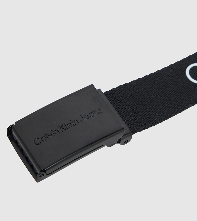Logo Printed Metallic Canvas Belt