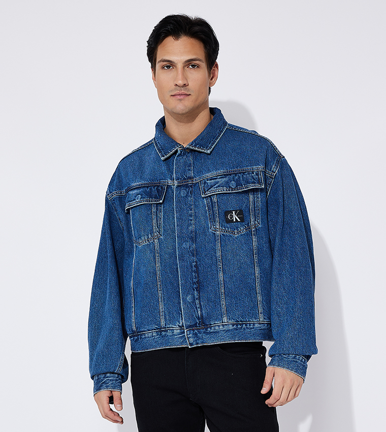 Logo Badge Oversized Denim Jacket
