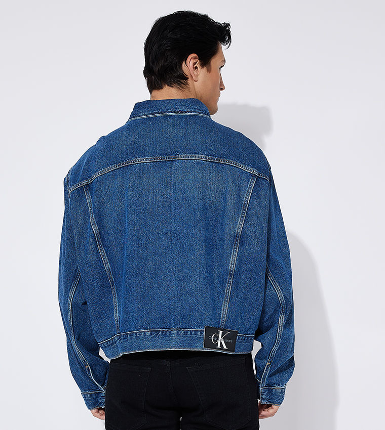 Logo Badge Oversized Denim Jacket