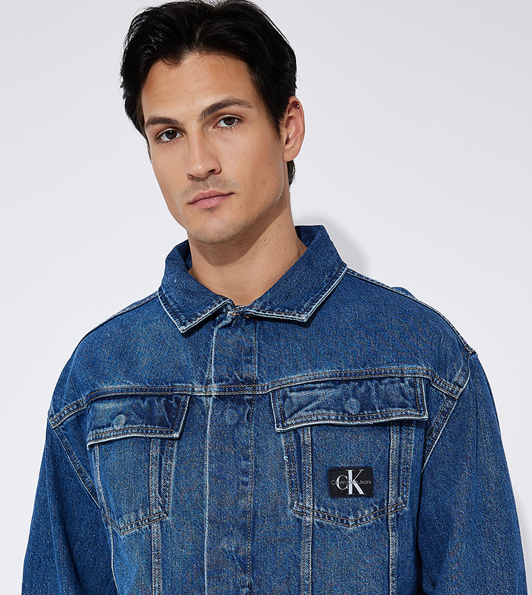 Logo Badge Oversized Denim Jacket
