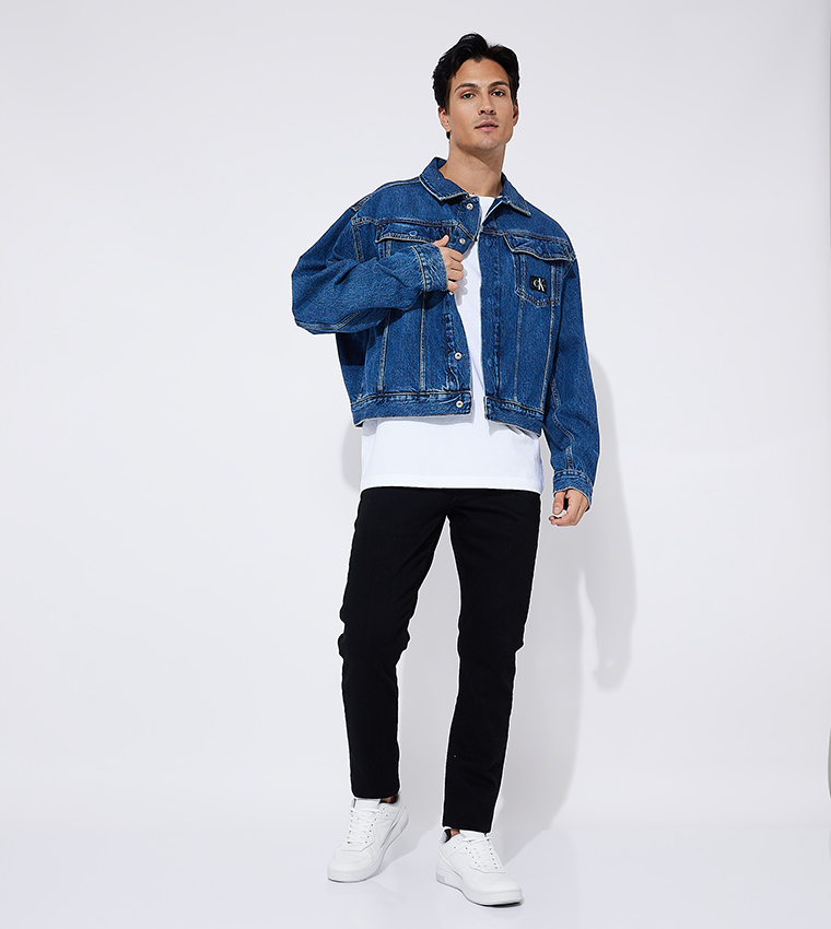 Logo Badge Oversized Denim Jacket