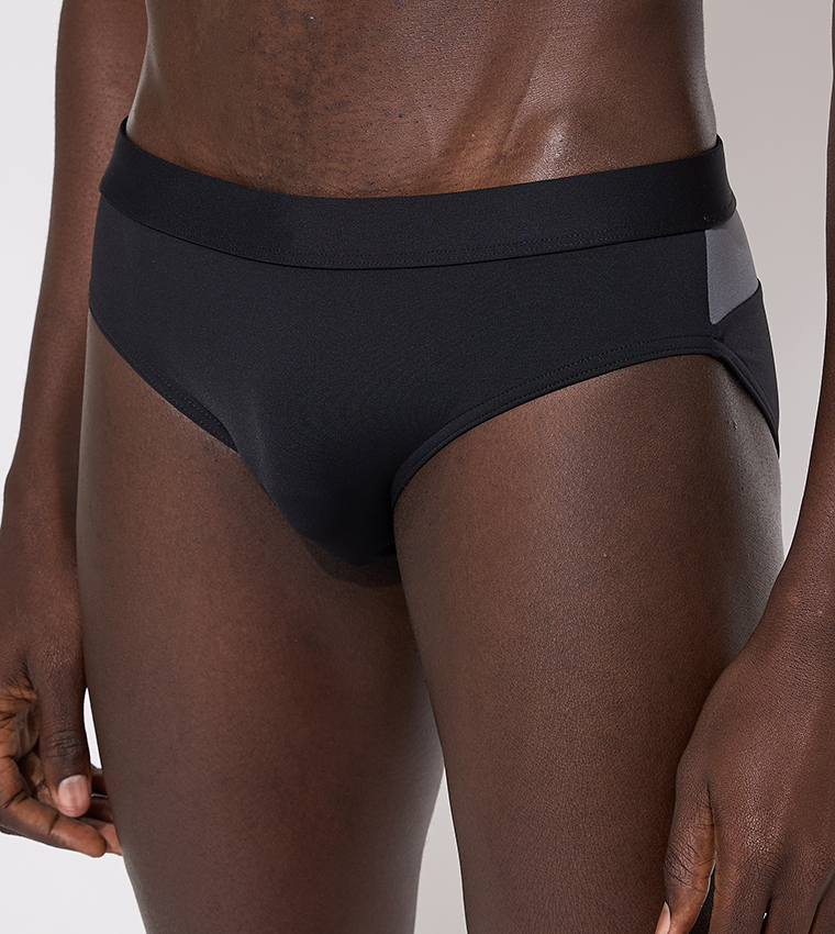 Solid Elastic Waistband Brief