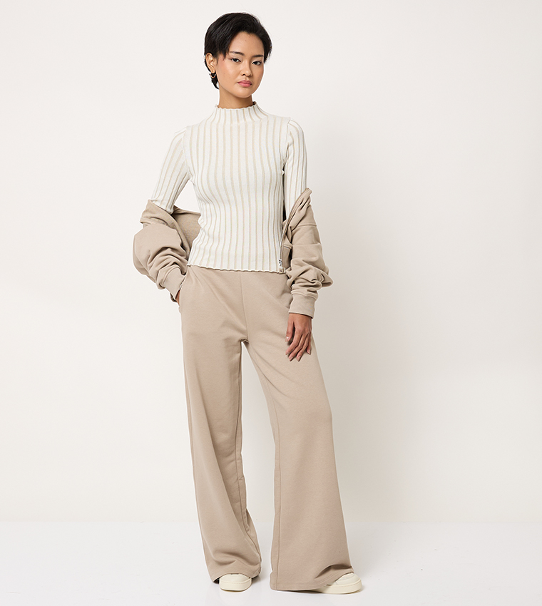 Striped High Neck Sweater