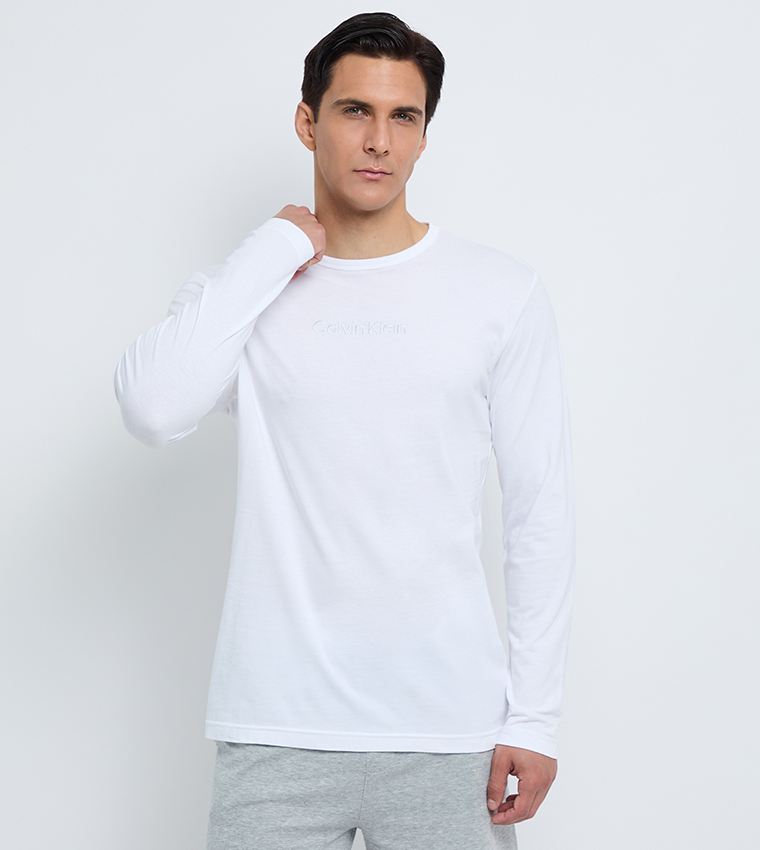 Logo Embroidered Long Sleeves Sleep T-Shirt