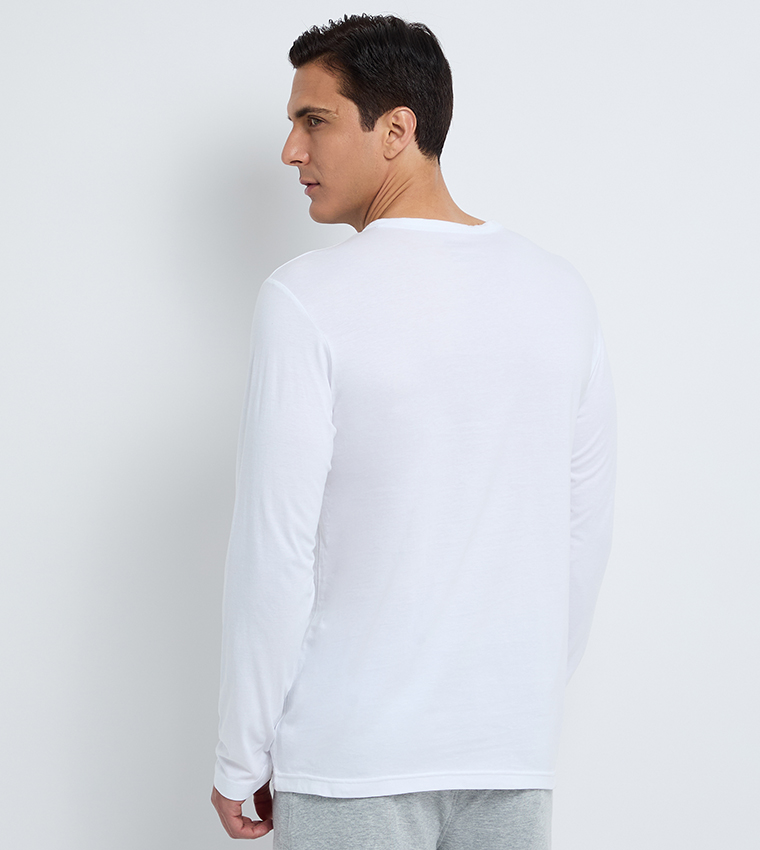 Logo Embroidered Long Sleeves Sleep T-Shirt