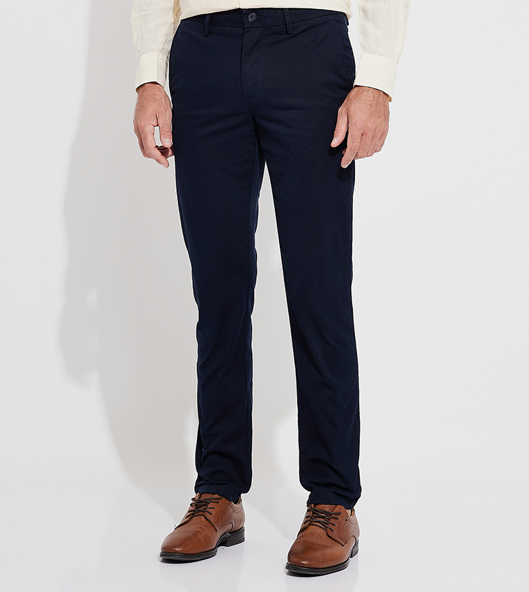 BLEECKER 1985 Solid Button Closure Chinos