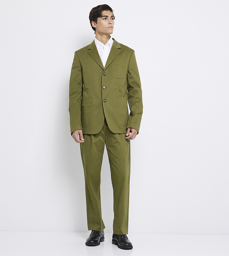 Solid Lapel Collar Blazer