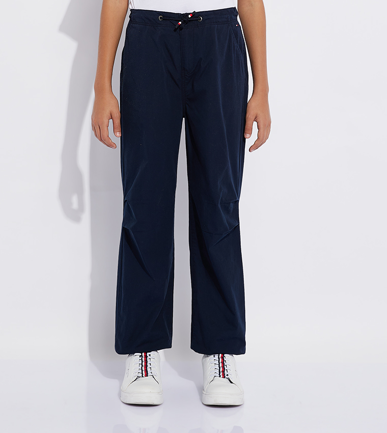Drawstring Waist Wide Leg Pants