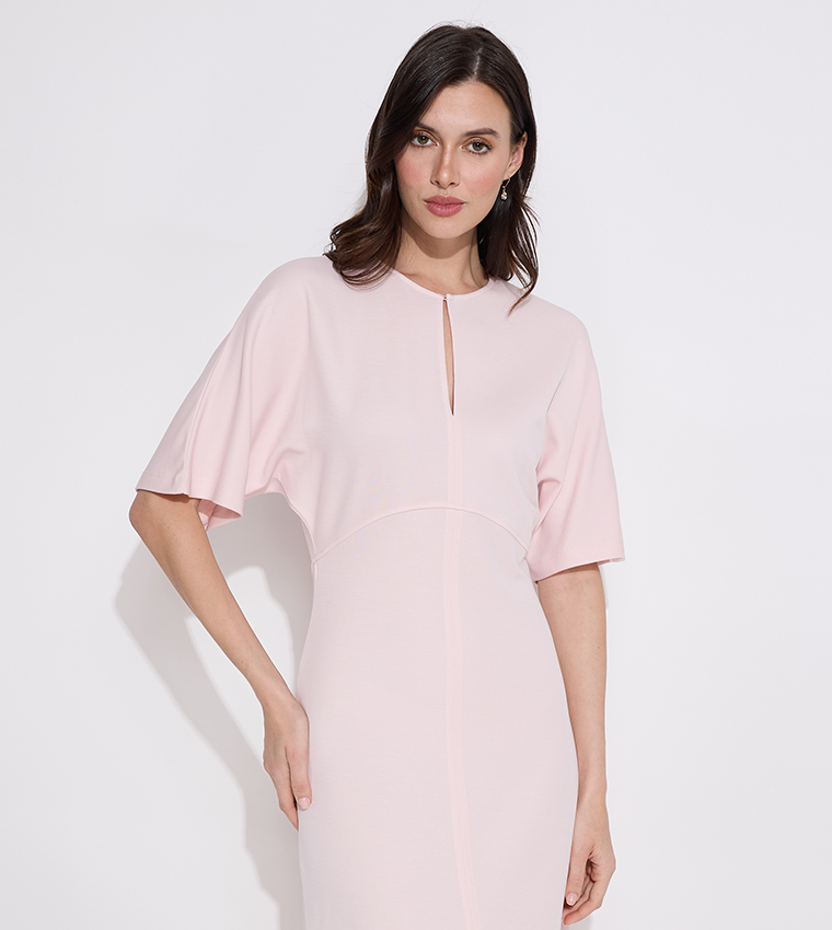 Shiny Interlock Short Sleeves Midiaxi Dress